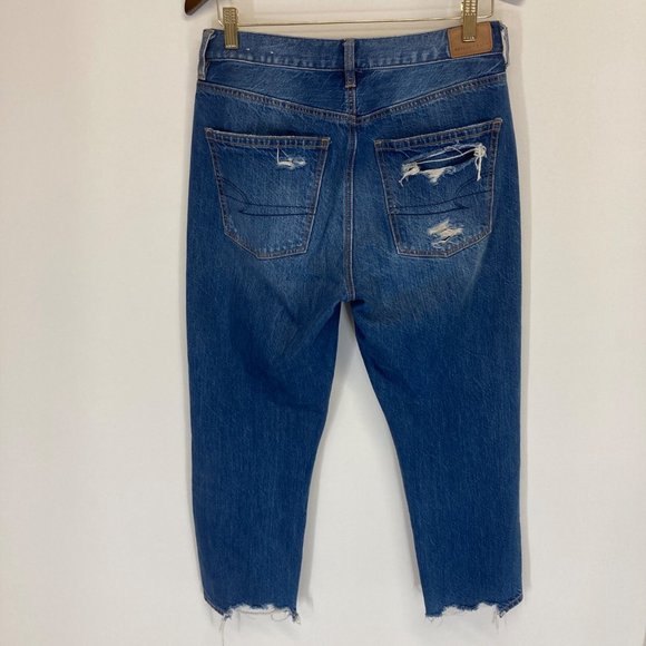 American Eagle 90's boyfriend distressed medium wash jeans 4 short - Picture 2 of 11